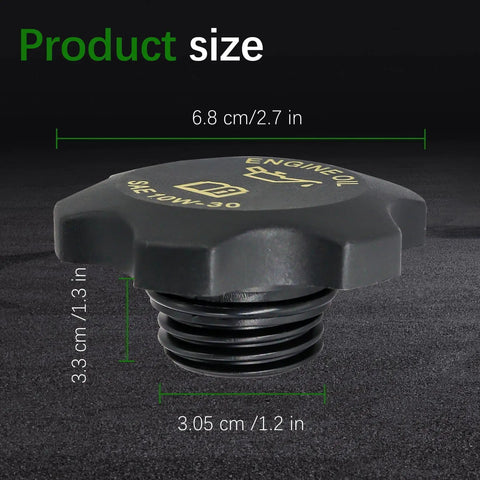 Engine Oil Filler Cap Direct Replacement For 1994-2006 Jeep Wrangler Grand Cherokee Chrysler Dodge Ram 1500 2500 3500 04648831AA Sealed Dust And Moisture Protection For Clean Oil showing size dimensions.