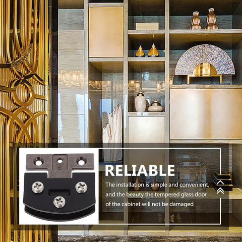 Hassle Free Adjustable Glass Cabinet Hinges For Tempered Frameless Doors With No Mess Install In Matte Black Finish, heavy duty.