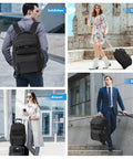 Rolling Laptop Backpack With Wheels For Travel, 17.7 Inch Carry On Wheeled Backpack For Men And Women, Durable 900D Oxford