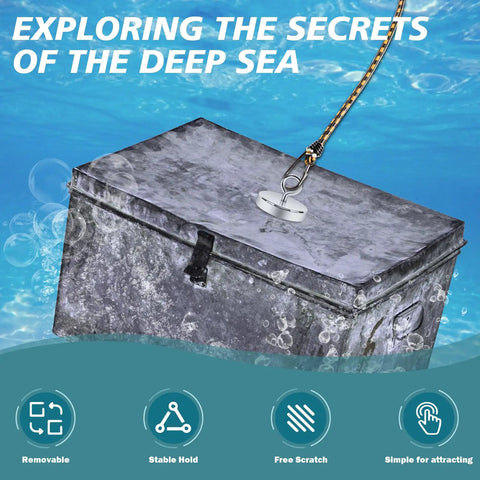 Heavy Duty Silver Fishing Magnet 2.0 Inch With Eyebolt Handle 350lb Neodymium Pickup Magnet lifting metal box underwater