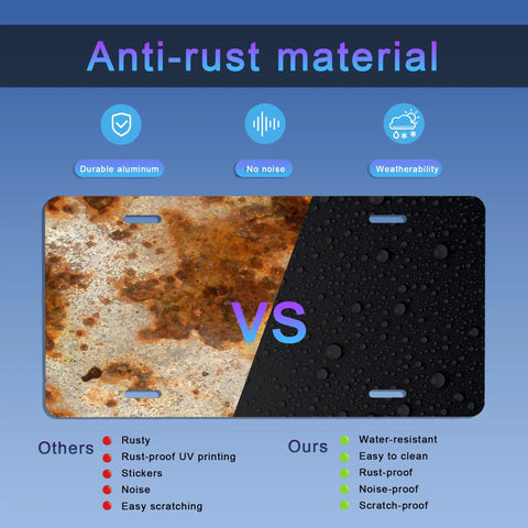 Comparison of rusty and rust-proof steel on American Flag Eagle License Plate Cover Dope Rust Proof Stainless Steel Car Tag