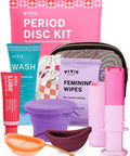 Menstrual Disc Starter Kit With Medical Grade Silicone All Inclusive Set Includes Medium And Large Discs Applicator Lube Wash Sterilizing Carry Cup And Wipes For A No Mess Tampon Alternative Period Care