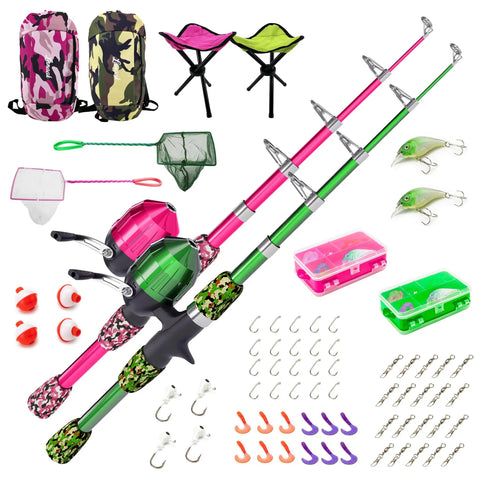 childrens telescopic fishing net Two Pack Kids Fishing Rod Set
