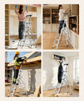 Six Step Folding Ladder With Wide Anti Slip Pedals And Comfort Handgrip Aluminum Portable Stepladder 330 Lbs Capacity Go To Everyday Workhorse For Kitchen Garage Office And Warehouse Lightweight Silver used in home and work tasks