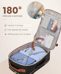 180-degree open 40L Go-To Travel Backpack For Women And Men, Airline Approved Carry-On, showing organized compartments