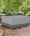 Rectangle Patio Furniture Cover For Outdoor Tables And Chairs 110 By 84 Inches Heavy Duty All Weather Waterproof And UV Resistant With Tape Sealed Seams Fits Sectional Sofa Sets 28 Inch Tall Gray And Dark Gray