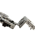 Side view of Beefy One And One Quarter Inch Overlay Soft Close Cabinet Hinge With 105 Degree Opening Angle showing 2 Cam Press In design.