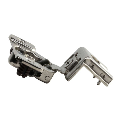 Side view of Beefy One And One Quarter Inch Overlay Soft Close Cabinet Hinge With 105 Degree Opening Angle showing 2 Cam Press In design.
