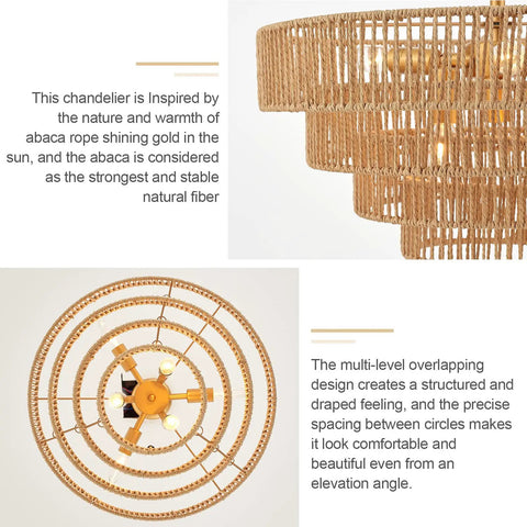 Six Light Hand Woven Rattan Pendant With Four Round Brass Frame Spheres, detailed view of woven structure and brass spheres