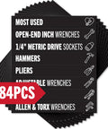 84 Piece Magnetic Tool Drawer Labels Set For Steel Tool Boxes And Cabinets with icons and text for tool identification