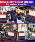 66 Piece Thread Checker Set For Nut And Bolt Size Checks In Tight Spaces With SAE And Metric Gauges DIY Friendly Includes 35 Standard And 31 Metric Sizes For Quick Easy Identification. in workshop and engine bay use