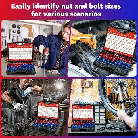 66 Piece Thread Checker Set For Nut And Bolt Size Checks In Tight Spaces With SAE And Metric Gauges DIY Friendly Includes 35 Standard And 31 Metric Sizes For Quick Easy Identification. in workshop and engine bay use