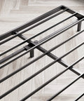 Heavy Duty Queen Bunkie Board And Thick Steel Frame Mattress Support highlighting the slatted metal frame construction.