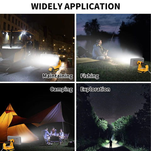 20V Max LED Flood Light For Dewalt Batteries, 40W Portable Work Light used for maintaining, fishing, camping, and exploration