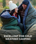 20 Degree Kids Sleeping Bag For Boys And Girls Cozy Warm Durable Camping Gear in use outdoors with two people