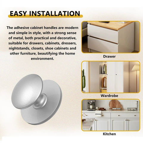 Five Pack Self Adhesive Cabinet Knobs And Drawer Pulls Peel And Stick Stainless Steel No Drill Handles for various furniture