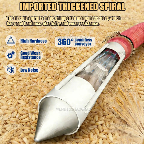 Heavy Duty Portable Grain Screw Conveyor Machine 2000w Moving 440 Lbs Per Min Spiral Auger With Bracket showing imported thickened spiral construction.