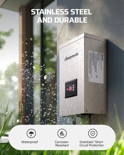 600W Low Voltage Landscape Transformer With Six Independent Outputs, Photocell Sensor, outdoor stainless steel weatherproof housing
