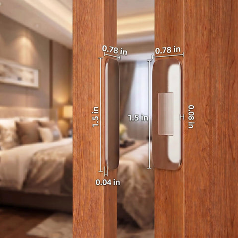 Product dimensions of 12 Pack No Drill Magnetic Cabinet Door Catch Set, Ultra Thin Adhesive Latch For Drawer Cupboard Closet shown