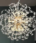 Firework Crystal Chandelier With 12 Light in Modern Gold Finish, Crystal Dandelion Sputnik Pendant Lighting for Living Room
