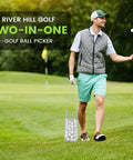 Golfer using 2-In-1 Golf Ball Picker And Basket, Heavy Duty 304 Stainless Steel Grabber, Collect And Store Up To 140 Balls.
