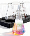 8 Pack 500ml Erlenmeyer Flasks Set For Lab Glassware Borosilicate 3 Point 3 with Foam Pack, one flask with colorful liquid