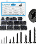 Badass 1000 Piece Wood Screw Assortment Kit With Phillips Flat Head Self Tapping Screws M2 M3 M4 High Hardness hardware set in organized box.