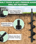 Heavy Duty 4 By 16 Inch Garden Auger Drill Bit For Planting And Post Hole Digging with hex drive and anti-rust coating