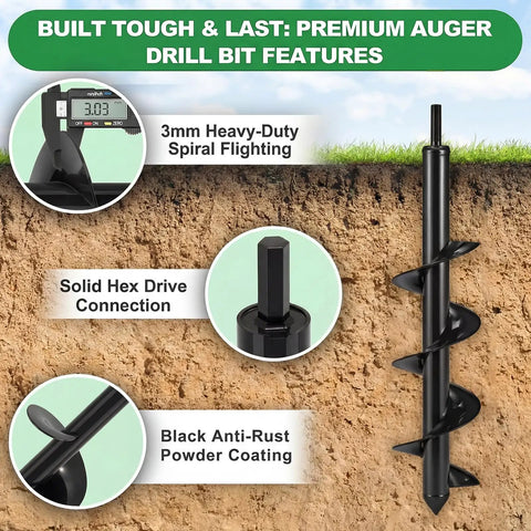 Heavy Duty 4 By 16 Inch Garden Auger Drill Bit For Planting And Post Hole Digging with hex drive and anti-rust coating