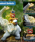 Solar Powered Elephant Tiki Garden Light For Outdoor Courtyard Yard And Lawn Decor With Warm LED Glow Playful Elephant Statue