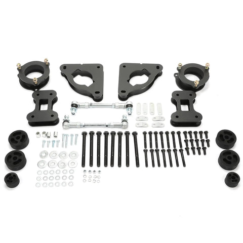 2 Inch Front And Rear Full Leveling Lift Kit Fits 2015 To 2023 Jeep Renegade Compass with black steel components and sway bar links.