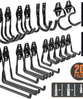 20 Pack Heavy Duty Garage Hooks Set With 7 Sizes And 2 Extension Cord Organizer Straps For Wall Mounted Hanging Bike Ladder Garden Tools Hoses And Ropes Black Finish