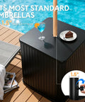 Umbrella Side Table With Hole For Outdoor Use 2 In 1 Table And Stand With Fillable Base by pool
