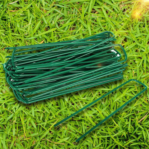 Heavy Duty Garden Ground Stakes 6 Inch U Shaped Steel Pegs For Lawn Fabric Netting Matting Pro Grade Landscape Anchors