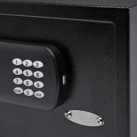 Electronic Lock Hotel Safe 0.5 Cubic Foot Black Steel With Easy Read Display, Backup Key, Perfect For Home Office Or Business Use
