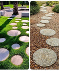 Six Piece Round Stepping Stone Molds For Concrete, Reusable Plastic Molds In 10, 11 And 12.5 Inch Sizes For Garden Paths And Walkways