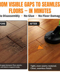 Before and after of Floor Gap Fix Tool Kit With Suction Cup And Rubber Mallet For Floating Floors Repair