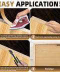Pro Level Maple Edge Banding Roll, Preglued Flexible Wood Tape For Cabinet Repair and Furniture Restoration application steps.