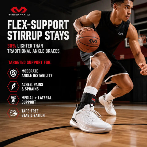 Basketball player wearing Low Profile Lace Free Phantom Ankle Brace For Men Basketball And More Lightweight Design with advanced strap