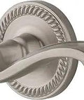 Newport Rosette With Portofino Lever Double Dummy Satin Nickel Door Knob Set For Interior Doors No Brainer Install With a Screwdriver