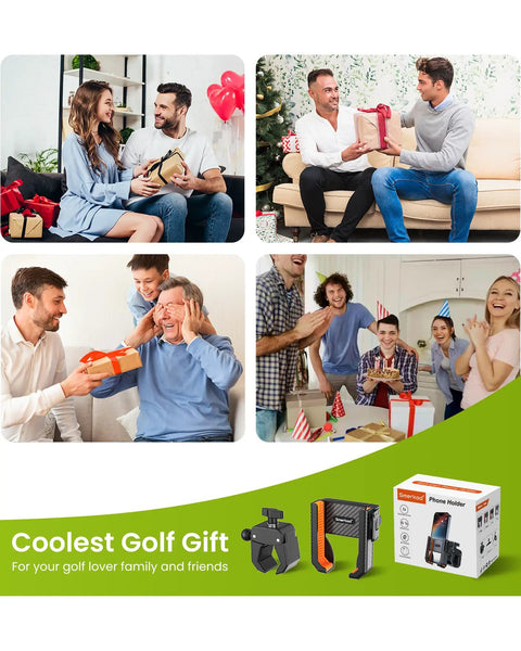 Heavy Duty Golf Cart Phone Holder Mount With 3 Second Clip Install, perfect Father's Day gift, shown as a golf accessory gift idea.