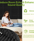 Kick The Echo With These Six Black Egg Crate Acoustic Foam Panels Measuring 12 By 12 By 2 Inches showing a woman reading on a couch.