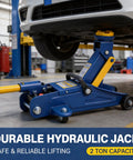 Ultra Low Profile Hydraulic Floor Jack With 2 Ton Capacity And 4000 Lbs Lift, 5 1/8 Inch To 13 Inch Lift Range, lifting a car