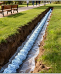Versatile Perforated Drainage Pipe for Outdoor Drainage and Stormwater Management installed garden yard lawn