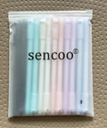 Cute Cat Gel Pens 0.5mm Set Of 12 For School And Office in frosted zip bag showing pastel pen bodies.