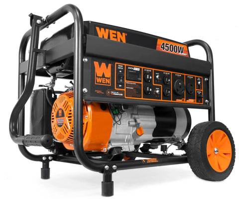 Generator Wheel And Handle Kit Compatible With 4500W And 4750W Portable Generators, shown on a WEN 4500W generator