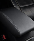 Center Console Armrest Cover for 2016-2021 Hyundai Tucson, featuring black stitching and durable leather material for a tailored fit.