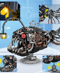 Mechanical Anglerfish Building Kit For Adults With Light Display 1038 Piece Set showing steampunk design and glowing lure