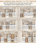 Slick Modular Closet System With Twelve Roomy Drawers And Four Heavy Lifting Rods Adjustable From Eight Point Five To Eleven Point Five Feet showcasing multiple installation configurations.