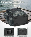 Fishing Backpack With 4 Tackle Boxes, Rod Holder, Insulated Cooler Compartment, Water Resistant Gear Bag For Anglers on dock